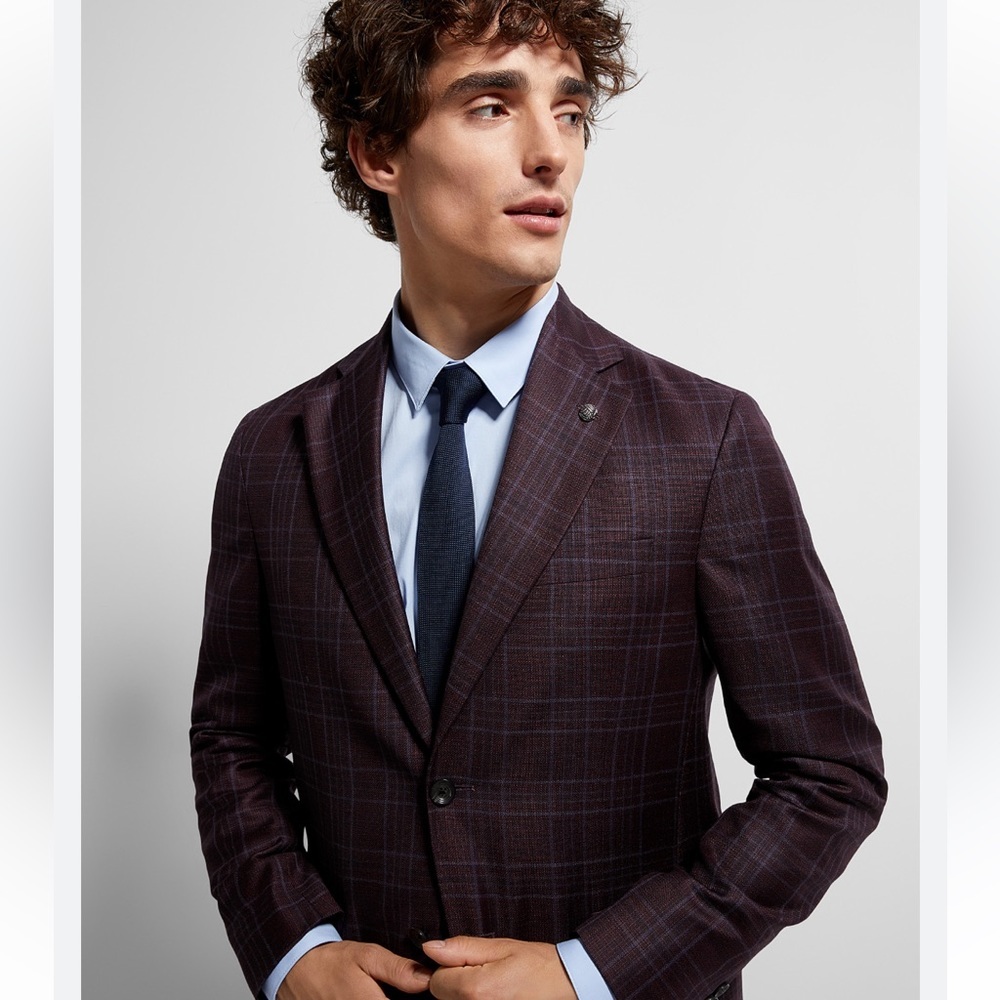 JACK VICTOR   Lilac-check Purple Jacket Semi-slim Fit